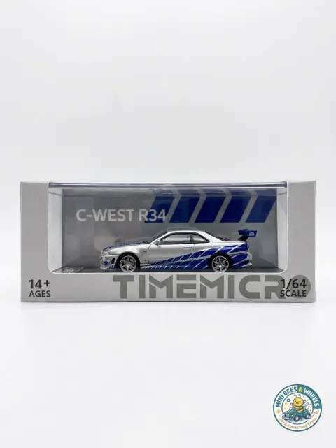 Nissan Skyline GT-R R34 Fast & Furious 1:64 TimeMicro Diecast Scale Model Car Collectible | JDM Movie Car |Brain O Connor